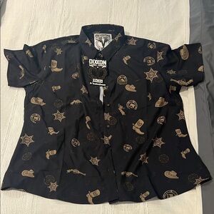 DIXXON Black and Tan Casual Button Down Shirt